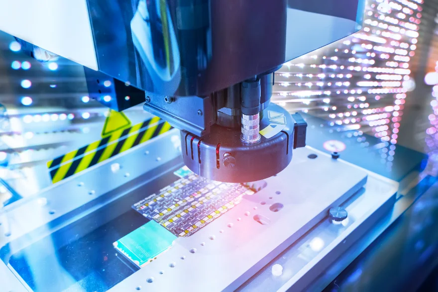 Optische Messung: Sensor über dem Bauteil